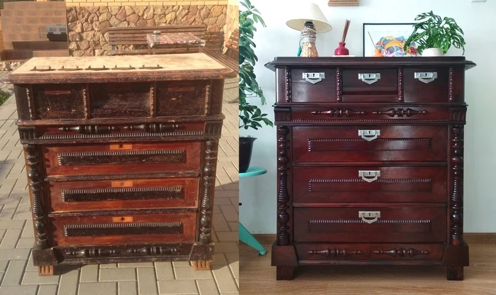 Alteration of an old chest of drawers - My, Rework, Furniture, Creation, Woodworking, With your own hands, Needlework with process