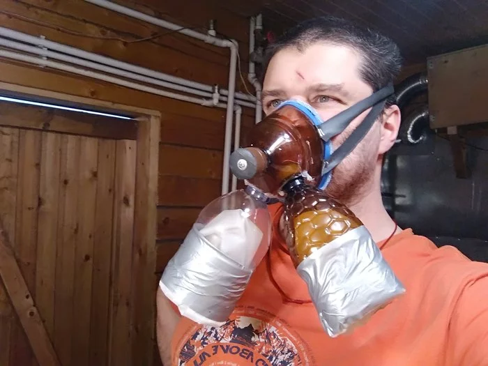 Homemade half-mask respirator from scrap materials in 10 minutes - My, Respirator, Mask, Mask, Filter, With your own hands, Means of protection, Coronavirus, Video, Longpost