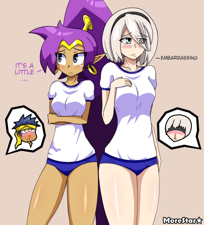 Shantae and 2B: Sport uniform - My, Games, Shantae, Shantae half-genie Hero, Yorha unit No 2 type B, NIER Automata, Crossover