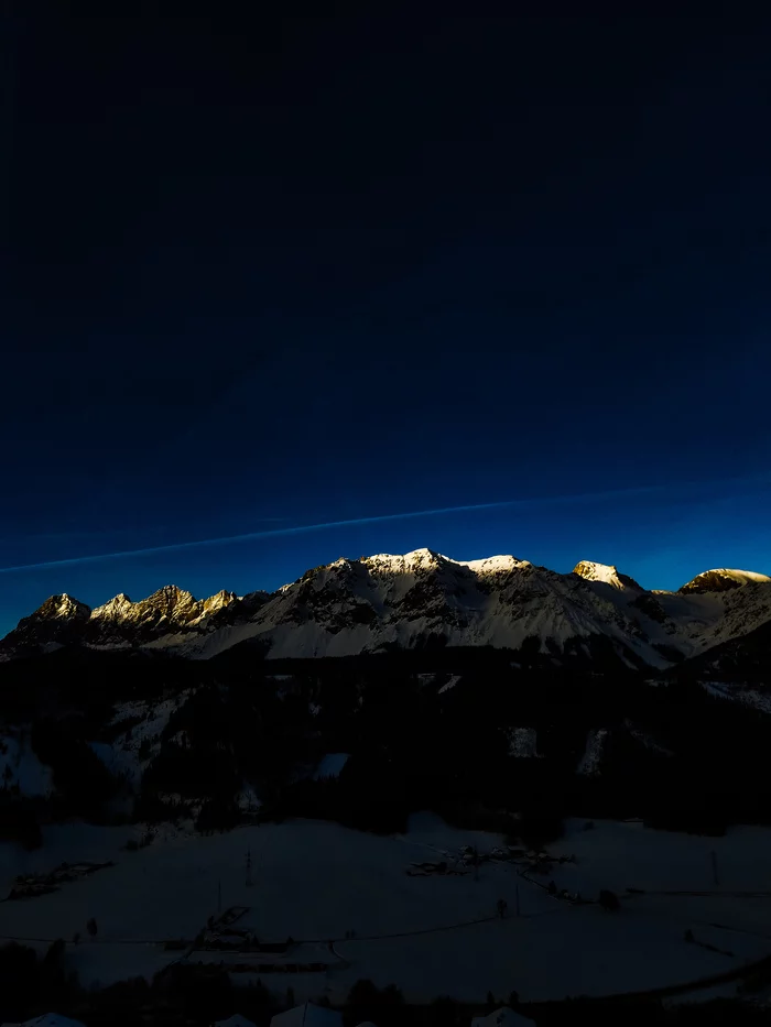 A bit of the Austrian Alps - My, Alps, The mountains, Sunset, Sky, The sun, Winter, Austria, Glacier