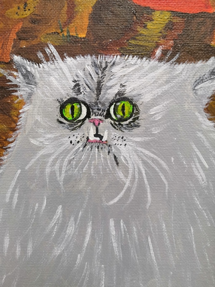 "Что происходит?" Кот, Искусство, Учусь рисовать, Акрил, Длиннопост, Кот Wilfred