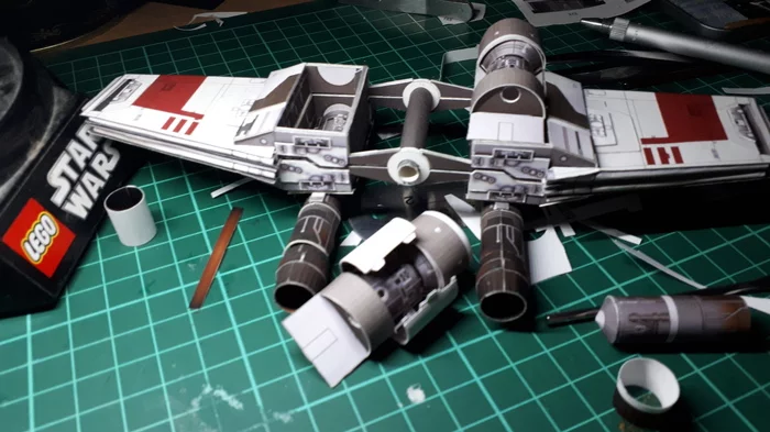 Звёздный истребитель T-65 «X-wing» - Моё, Papercraft, Да пребудет с тобой сила, Star Wars, Времяпрепровождение, R2-D2, Космос, Длиннопост
