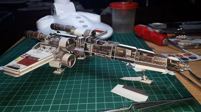 Звёздный истребитель T-65 «X-wing» - Моё, Papercraft, Да пребудет с тобой сила, Star Wars, Времяпрепровождение, R2-D2, Космос, Длиннопост