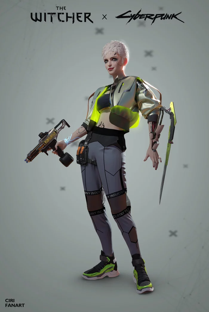 Techno-Ciri from The Witcher based on Cyberpunk2077 - Cyberpunk 2077, Ciri, Art, Longpost, Witcher