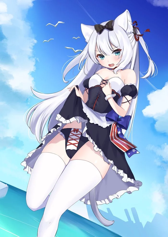 Hammann - NSFW, Аниме, Anime Art, Azur Lane, Hammann, Панцу, Animal Ears, Чулки