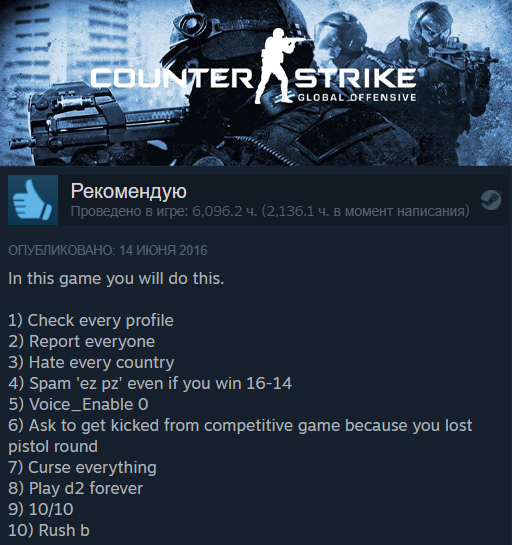 Funny reviews on Steam (part 10) - My, CS: GO, Dota, Portal 2, Garrys mod, Half-life 2, Humor, Games, Steam Reviews, Mat, Longpost