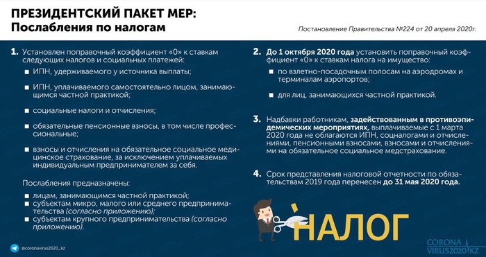 Казахстан. Послабления по налогам