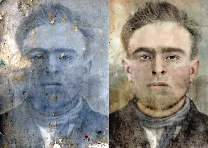 Photo restoration of grandfather - My, Old photo, Photoshop, Remini, Colorization, Retouch, Photo restoration