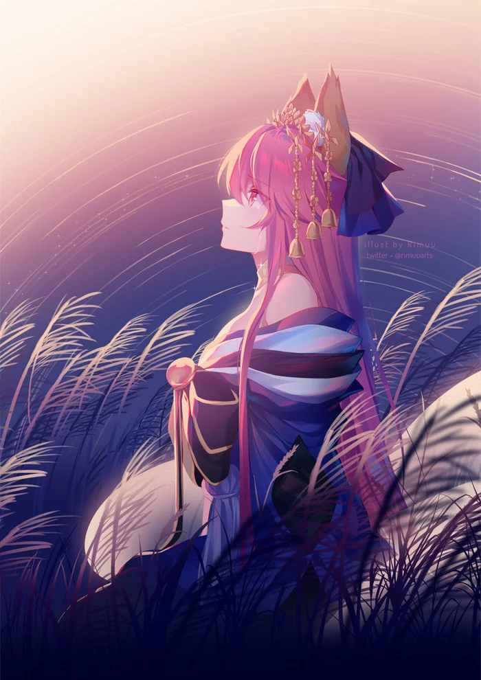 Tamamo no Mae - Anime, Art, Anime art, Fate, Fate grand order, Tamamo no mae, Animal ears, Rimuu