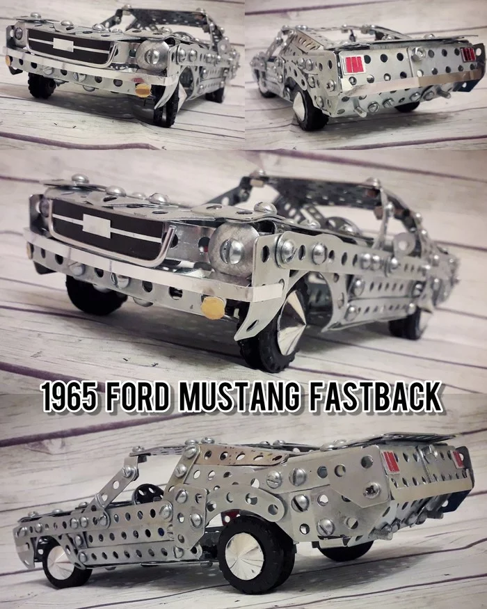 Ford Mustang 1965 from a metal construction kit - Muscle car, Homemade, Auto, Retro, Constructor, Modeling, Retro car, Ford mustang, My