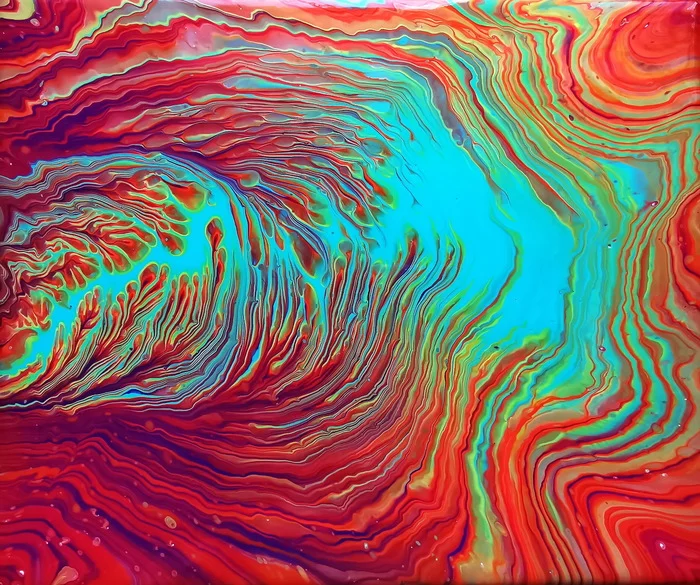 Amazing colors in this direct pour ~ Acrylic pour - My, Goddess, Acrylic, Video, Fluid Art