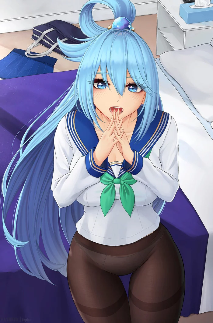 Schoolgirl Aqua - NSFW, Aqua, Konosuba, Anime Art, Аниме, Панцу