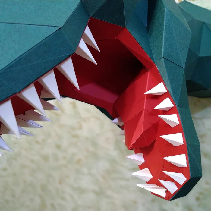 Paper modeling: even more low-poly models - My, Needlework without process, Papercraft, Husky, Tyrannosaurus, Peacock, Longpost
