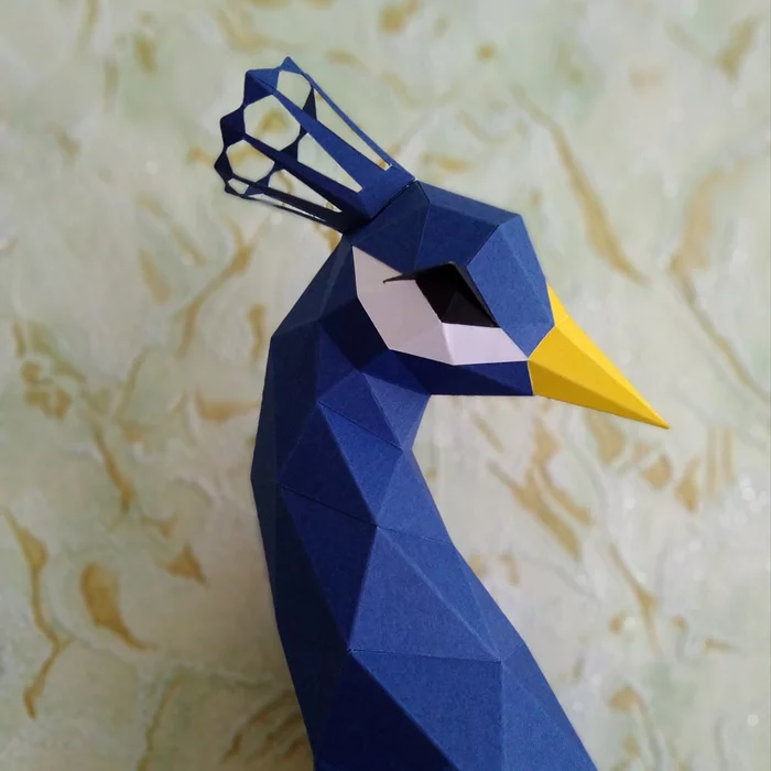 Paper modeling: even more low-poly models - My, Needlework without process, Papercraft, Husky, Tyrannosaurus, Peacock, Longpost