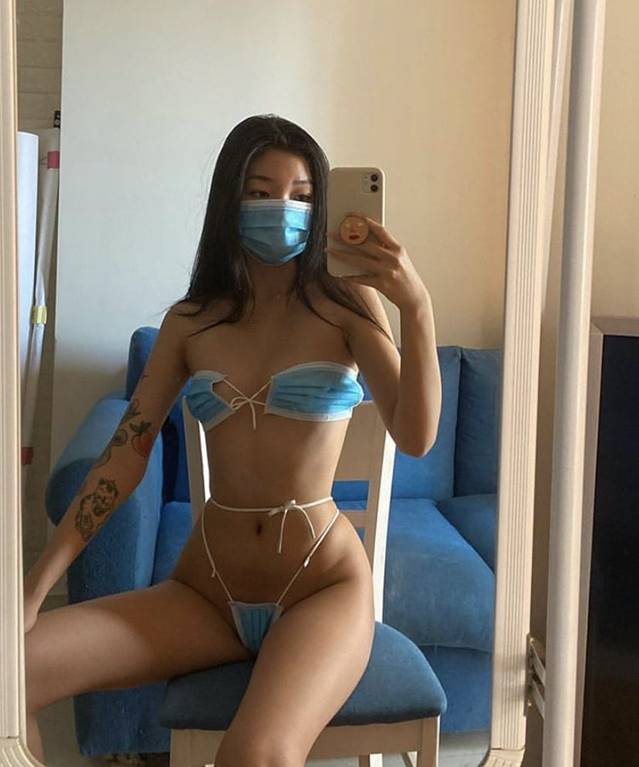 girl in quarantine - NSFW, 18+, Mask, Swimsuit, Underwear, Girl with tattoo, Selfie