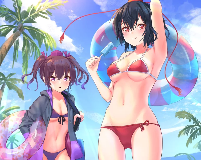 Hatate & Aya - NSFW, Touhou, Himekaidou hatate, Shameimaru aya, Anime art, Anime, Roke