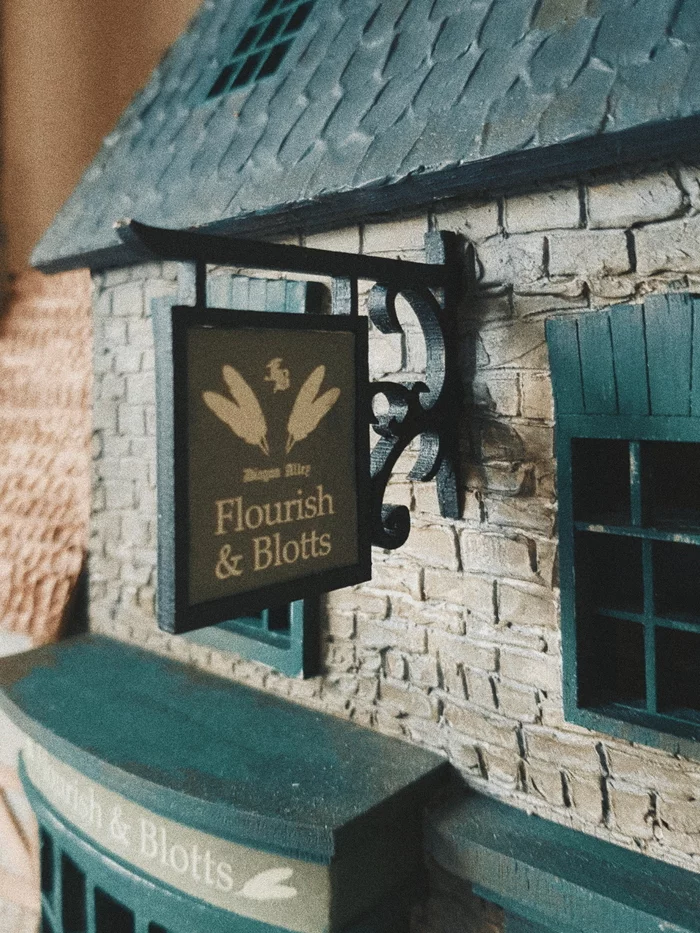 Handmade bookshop Flourish and Blotts (miniature) - My, Harry Potter, Handmade, Copyright, With your own hands, Hogwarts, Needlework without process, Diorama, Miniature, Longpost