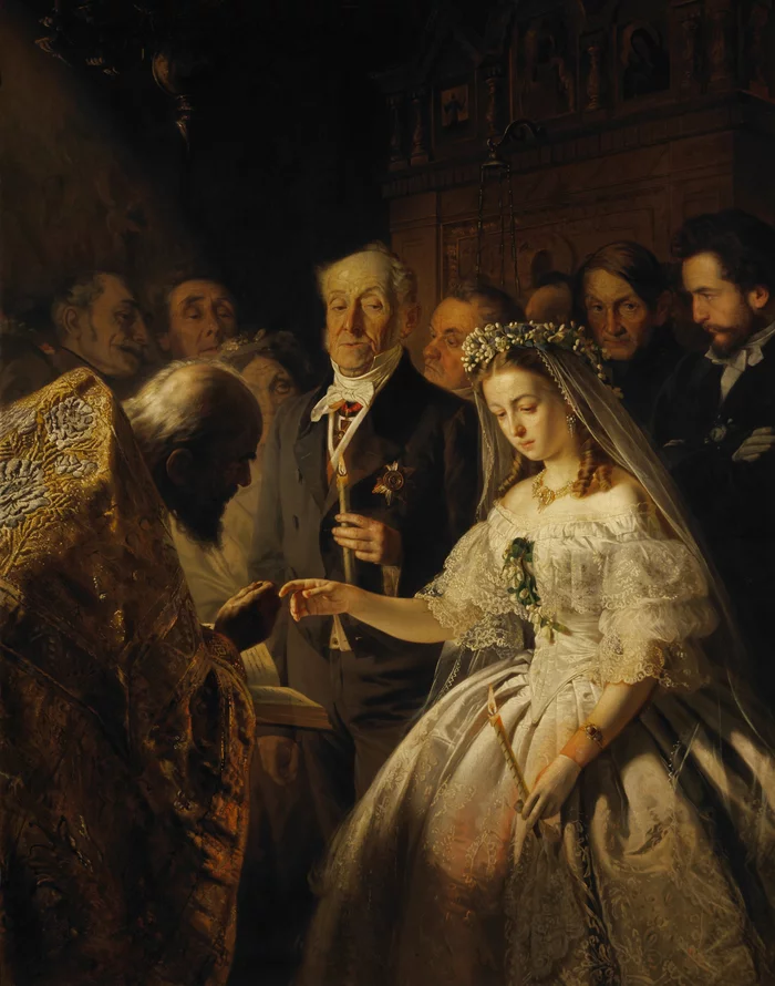 Unequal marriage and Jewish wedding - Vasily Pukirev, Unequal marriage, Wedding ring