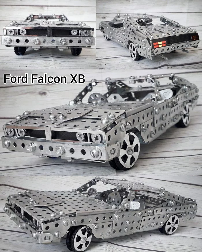 Ford Falcon XB from a metal construction set - My, Ford, Constructor, Homemade, Modeling, Scale model, Retro car, Auto