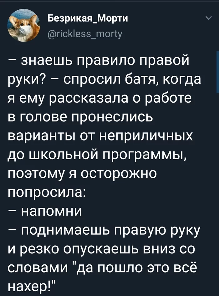 Правило правой руки - Twitter, Скриншот, Правила, Правая рука, Мат