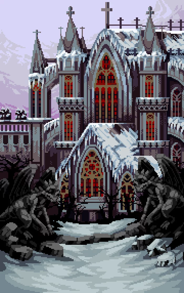 Holy Cathedral of Ancient Blood - My, Pixel Art, Bloodborne, Dark souls, Castlevania