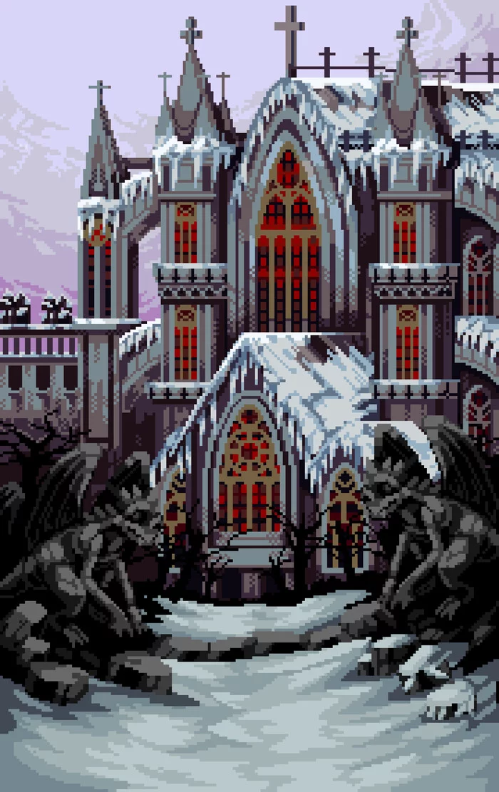 Holy Cathedral of the Ancient Blood - My, Pixel Art, Bloodborne, Dark souls, Castlevania