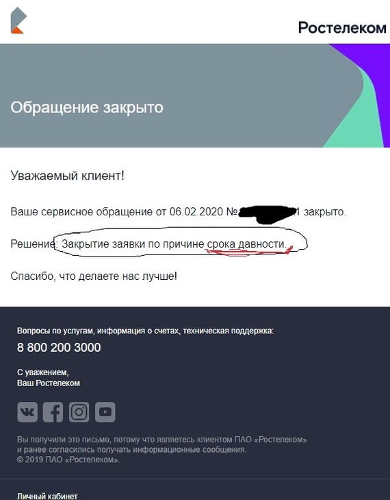 Technical support of PJSC Rostelecom - My, Support service, Rostelecom