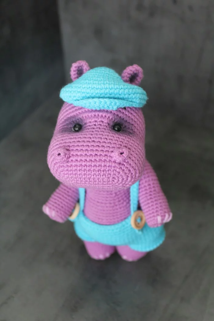 Begemosha - My, Amigurumi, Crochet, Knitted toys, hippopotamus, Longpost, Needlework without process