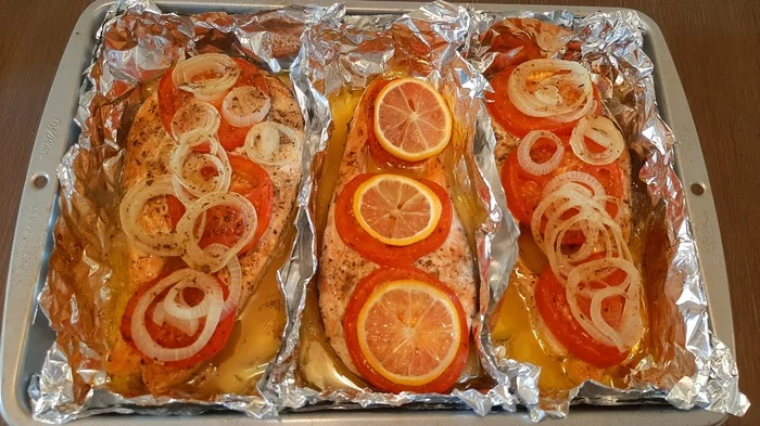 The most tender Salmon baked in the oven! A simple recipe, but it turns out incredibly delicious!!! - My, Food, Kitchen, Recipe, Salmon, A fish, Longpost, Cooking