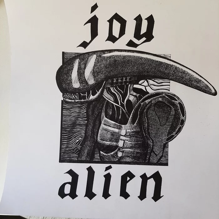 Joy Division x Alien - My, Joy Division, Art, Fan art, Artist, Movies, Stranger, Drawing, Unknown pleasures