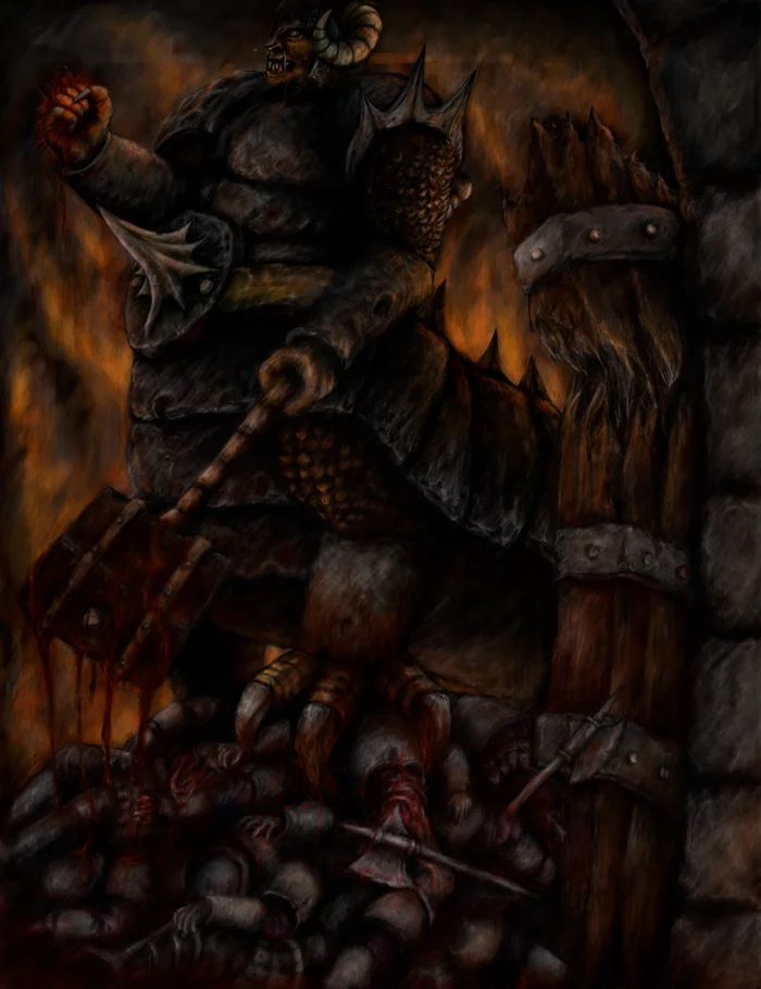Dragon Ogre Shaggoth - My, Warhammer fantasy battles, , Chaos, Warhammer fanart, Art, Total War: Warhammer II