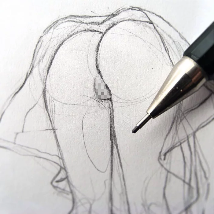 Continuation of the post “Pencil sketches (Nacho Casanova)” - NSFW, Girls, Art, Erotic, Pencil drawing, Booty, Reply to post, Longpost