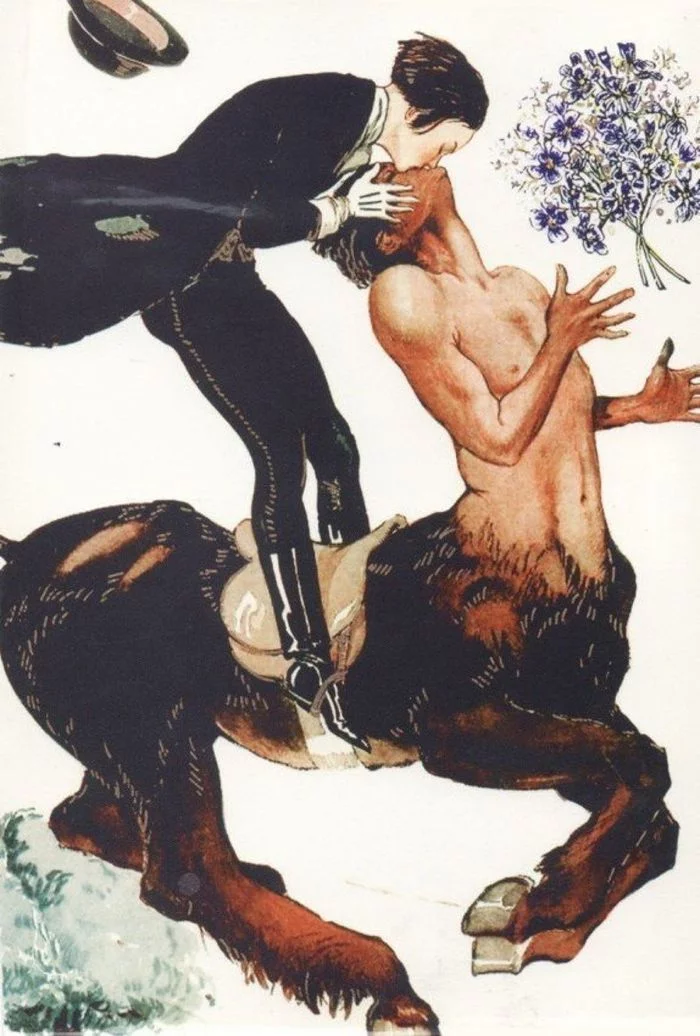 Georges Leonec, Kiss of the Centaur, 1924 - Illustrations, 20th century, Art, Painting, Centaur, Cover, Kiss