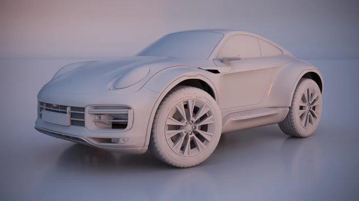 Porsche 911 super beetle - My, Porsche, 3DS max, Concept, Porsche 911, Computer graphics, Cg Graphics