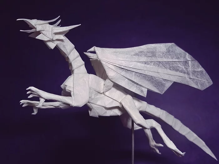 Origami dragon - My, Origami, White, The Dragon, Creation