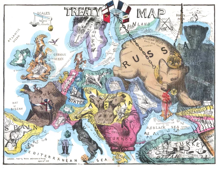 British satirical map of 1856 after the Crimean War - Cards, Interesting, Story, Crimean War, Facts