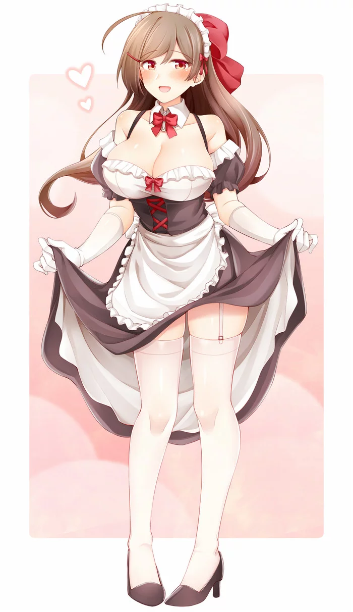 Mamiya - Kantai collection, Mamiya, Anime, Anime art, Housemaid, Longpost, Sugoi dekai, Stockings