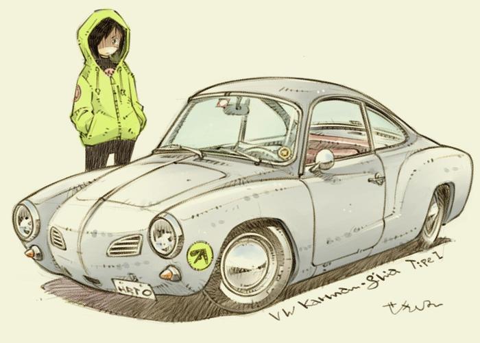 VW Karmann-Ghia , Anime Art, Original Character, Volkswagen, Pixiv, 