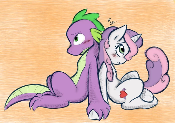 Just friends - My little pony, Spike, Sweetie belle, Shipping