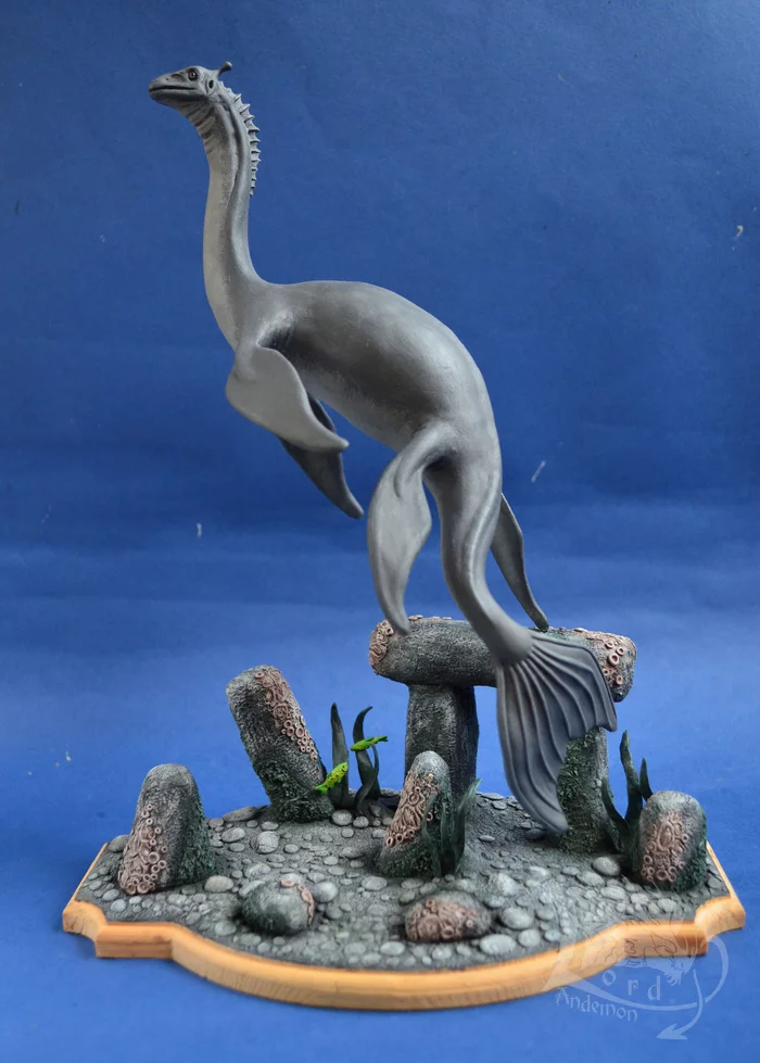 The Loch Ness Monster or the Lost Crusoe from the movie My Pet Dinosaur - My, Longpost, With your own hands, Sculpture, Loch Ness monster, Movies, Dinosaurs, Diorama, Needlework without process