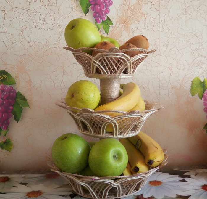 Фруктовница 3 х ярусная из джута своими руками