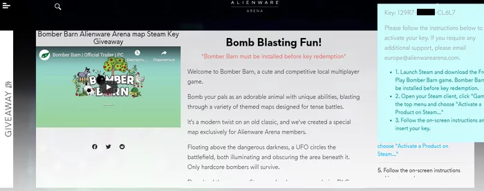 [DLC] Bomber Barn - Alienware Arena Add-On (20 000 Steam ключей) - Steam халява, Steam, Компьютерные игры, Ключи Steam, DLC, Alienware, Длиннопост