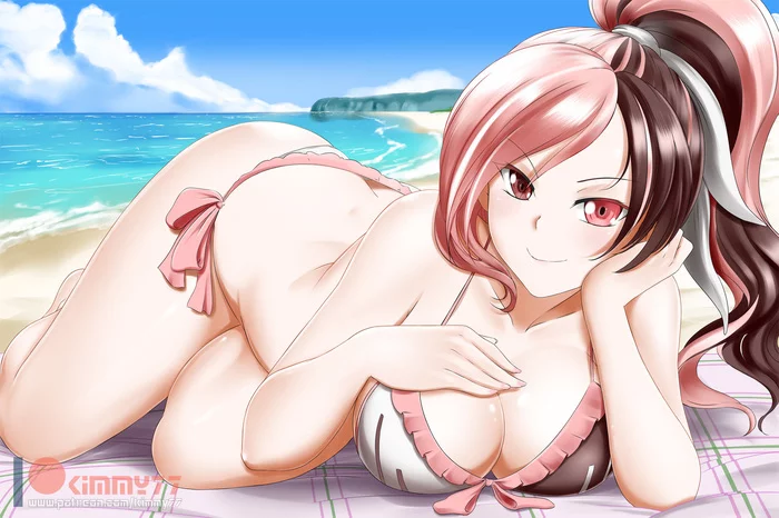 Neo Politan - NSFW, Anime, Not anime, RWBY, Anime art, Neopolitan, Kimmy77, Breast, Swimsuit