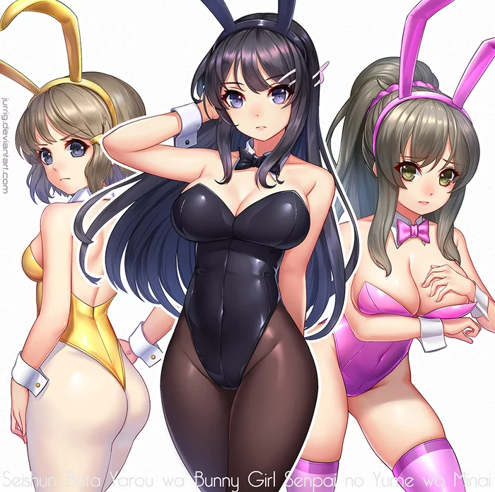 Зайки - NSFW, Аниме, Anime Art, Rascal Does Not Dream of Bunny Girl Senpai, Bunnysuit, Попа, Длиннопост, Mai Sakurajima