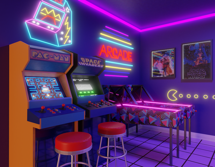 Arcade Room in Blender Blender,  , 3D , 3D , 3D, , , , 