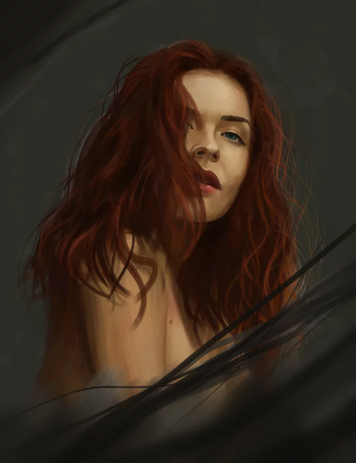 Digital portrait - My, Beautiful girl, Art, Creation, Digital drawing, Photoshop, Corel Painter, Redheads, Drawing