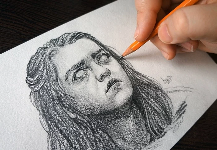 Arya Stark from the series Game of Thrones - My, Arya stark, Game of Thrones, Fan art, Drawing, Portrait, Art, Graphics, Video