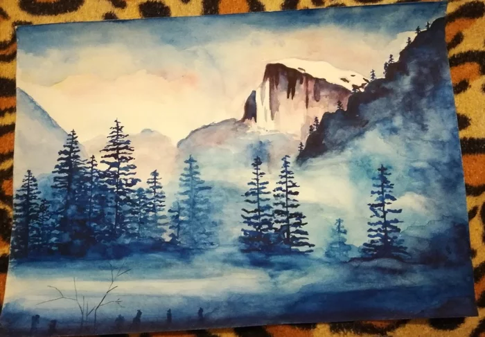 Watercolor :) - My, Painting, Watercolor, The nature of Russia, The mountains, Creation