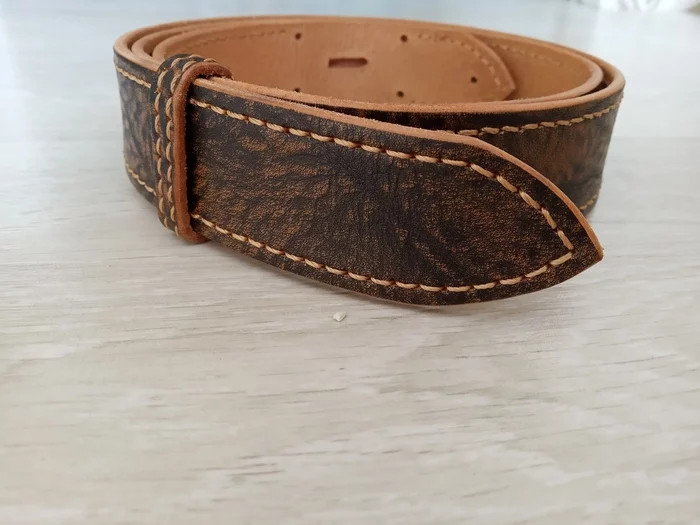 My first belt - My, Needlework without process, Belt, Natural leather, Longpost