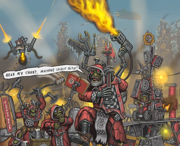 Adeptus Mekanicus - A20t43c, Orcs, Adeptus Mechanicus, Wh Art, Wh humor, Art, Warhammer 40k